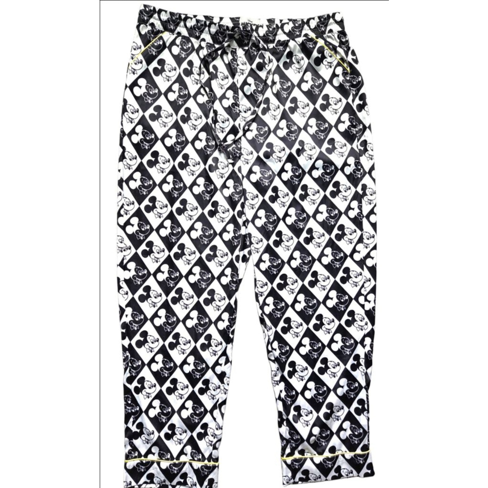 Women's Disney Mickey Mouse Pajama Pants XL Black White